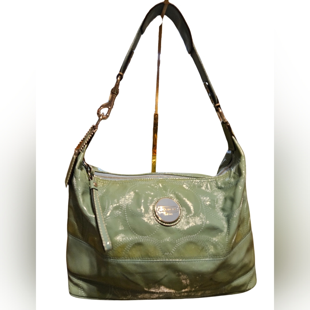 Pre-loved Patent Leather COACH Signature C Carly Shoulder/Handbag